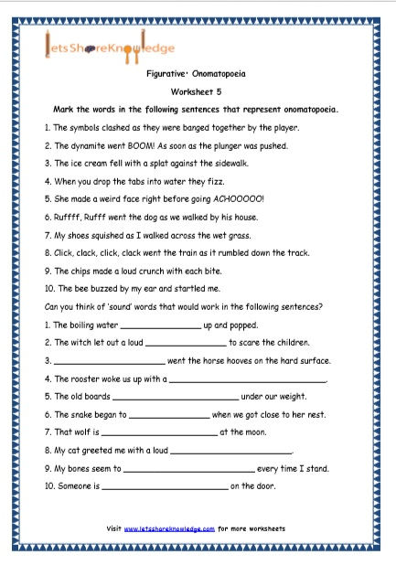 Grade 4 Figurative Language Worksheets Language Worksheets