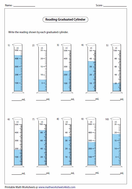 Graduated Cylinder Worksheet Practice for Science Students