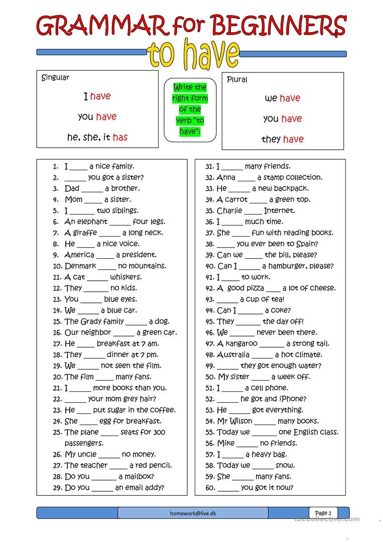 Grammar For Beginners To Have English Grammar Worksheets English