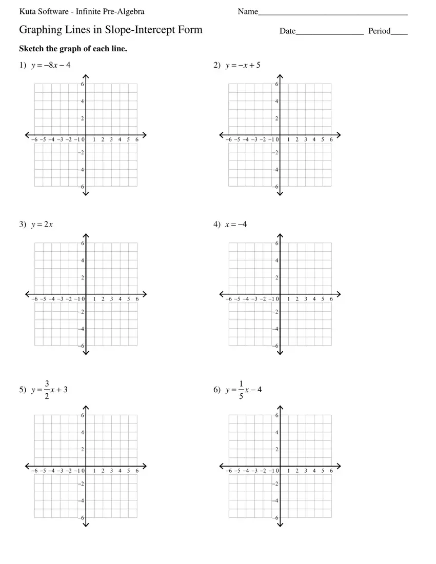 Graphing From Slope Intercept Form Worksheet