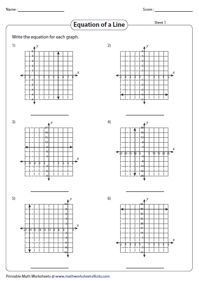 Graphing Linear Equation Worksheets