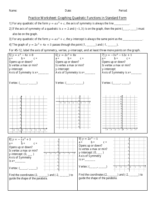 Graphing Quadratic Functions Made Easy Worksheet