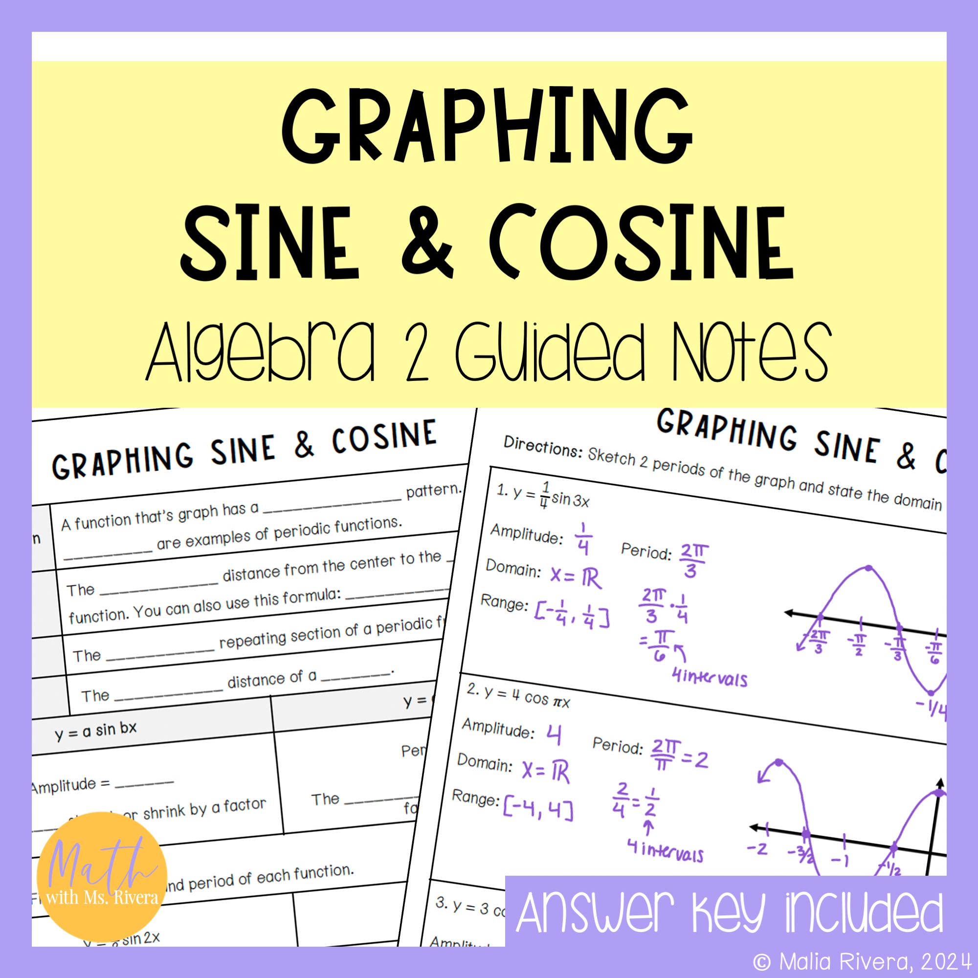 Graphing Sine And Cosine Functions For Algebra 2 Trigonometry Made By