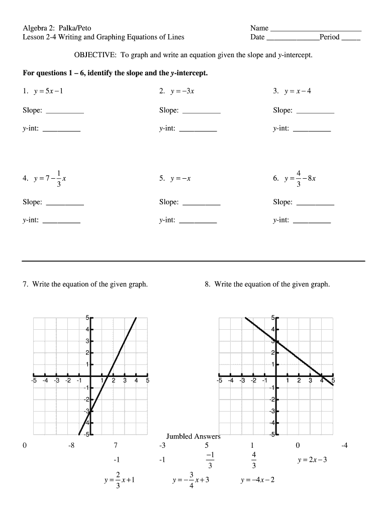 Graphing Slope Worksheet