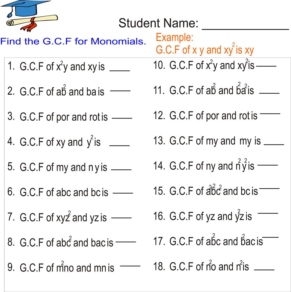 Greatest Common Factor Worksheet Pdf