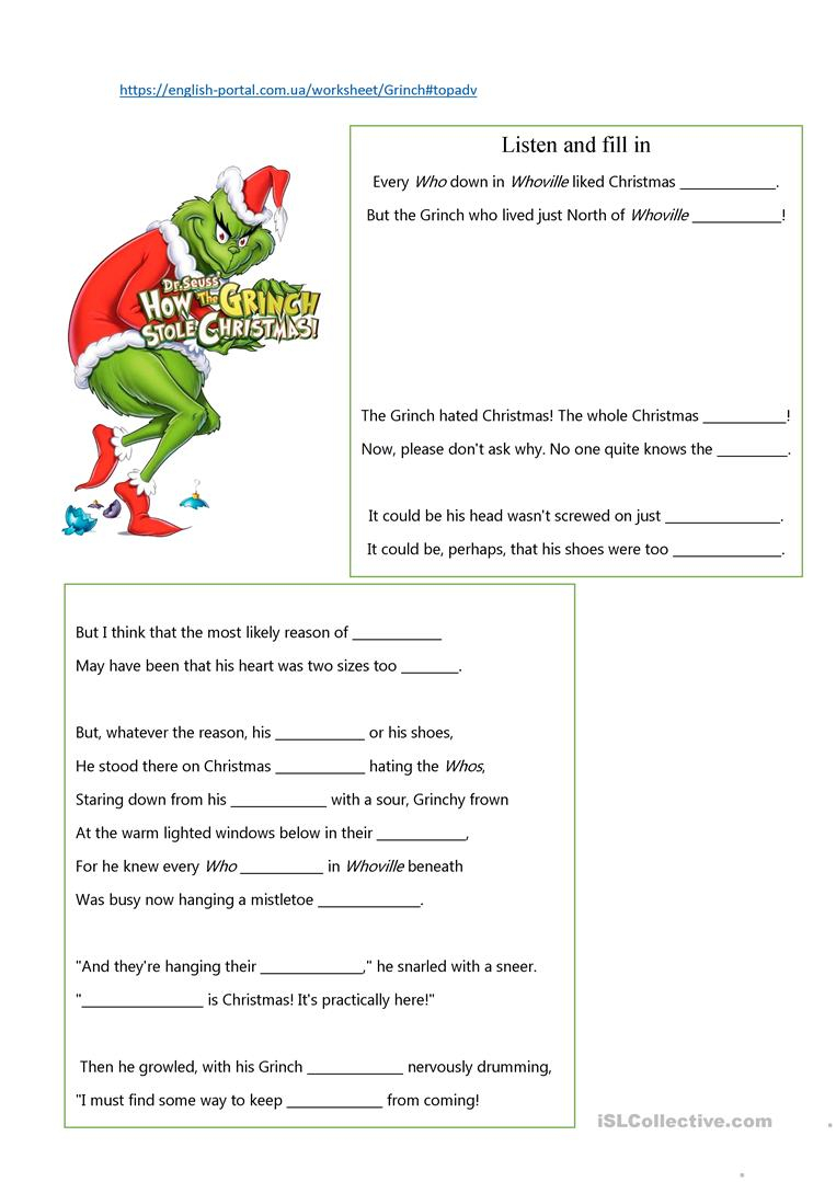 Grinch Worksheets