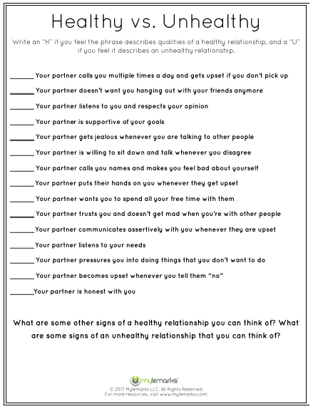 Healthy vs Unhealthy Relationships: A Comparative Analysis Worksheet