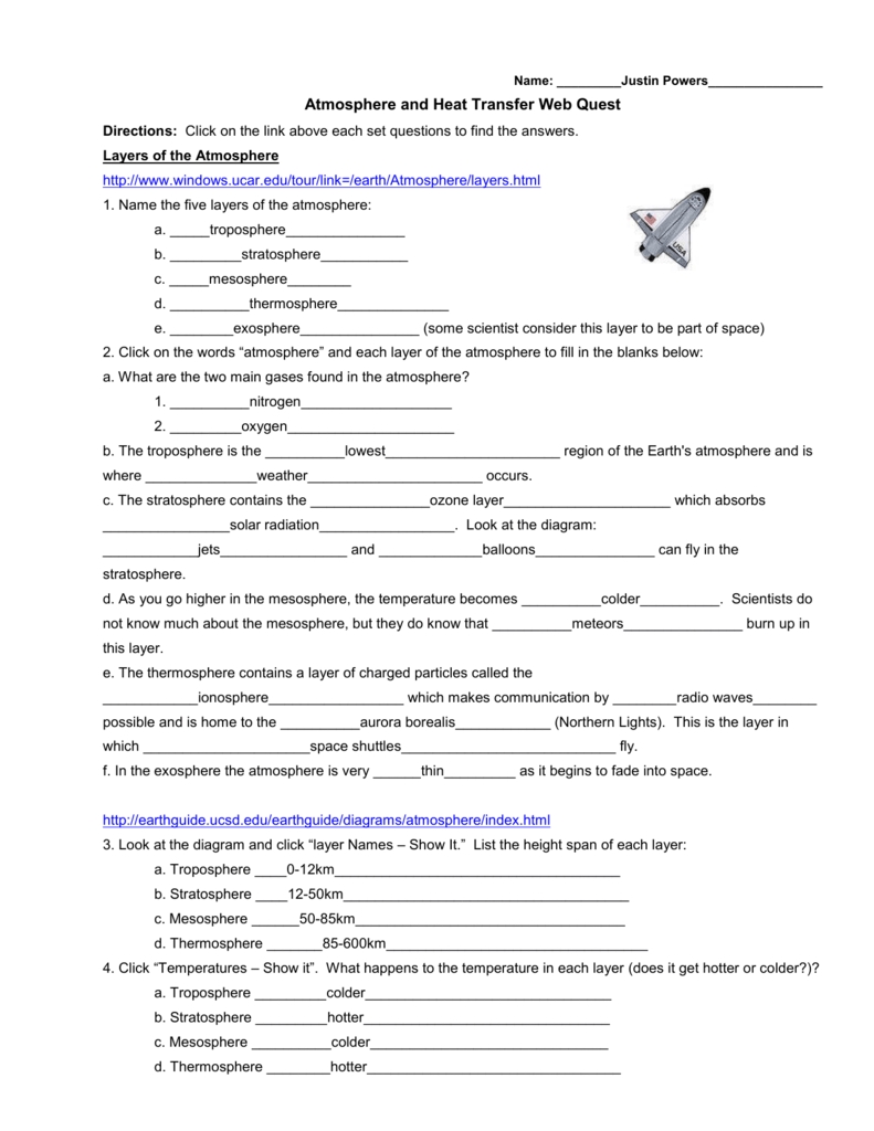 Heat Transfer Worksheet with Solutions and Examples