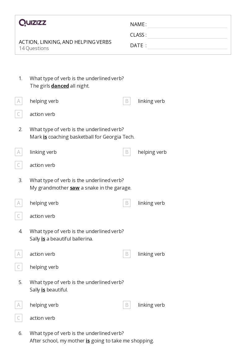 Mastering Helping Verbs with Printable Worksheets