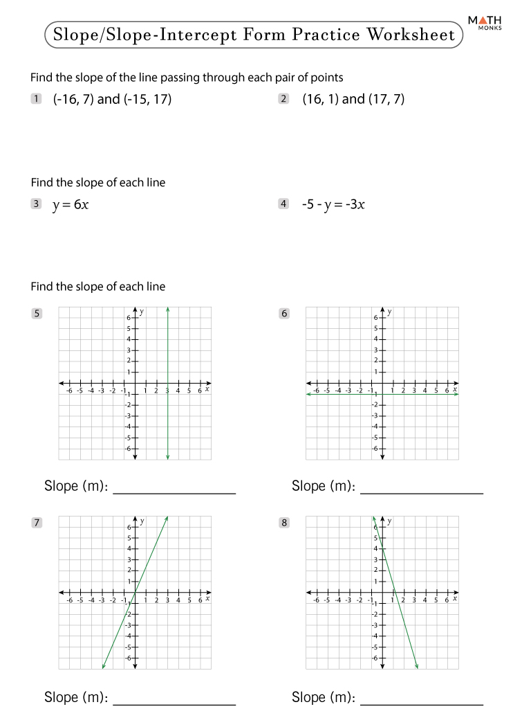 Homework Practice Answer Key Slope Intercept Form Worksheet With Answers