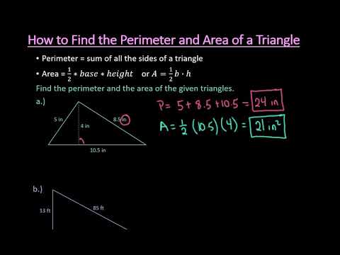 How To Find The Perimeter And Area Of A Triangle Youtube