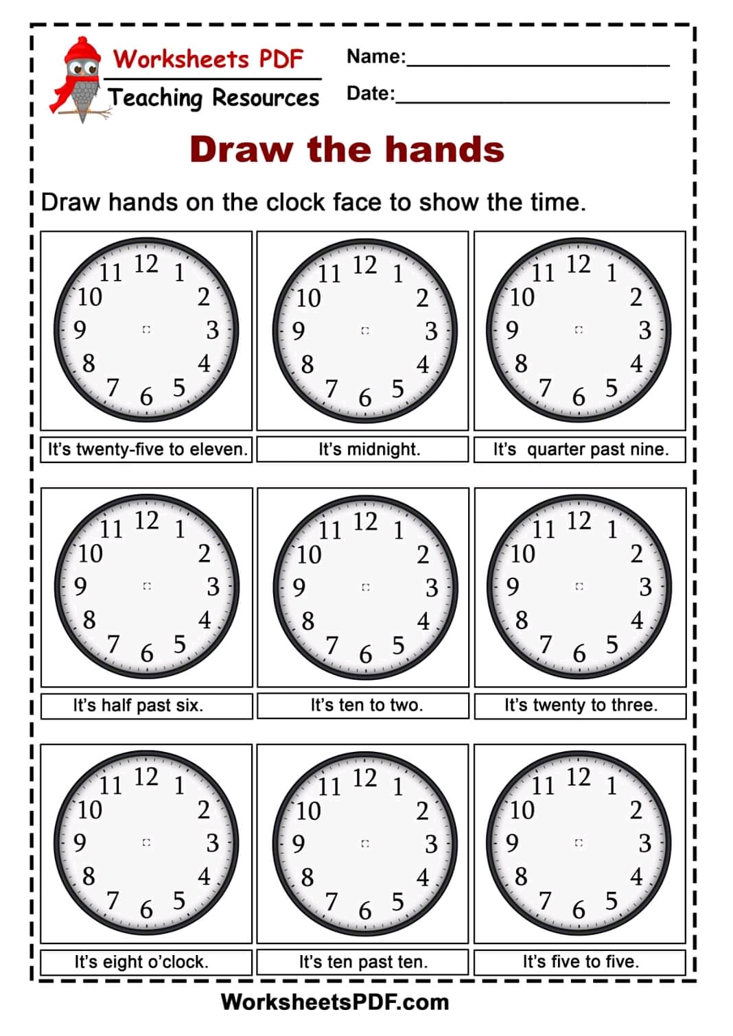 How To Teach A Child To Tell Time Worksheets