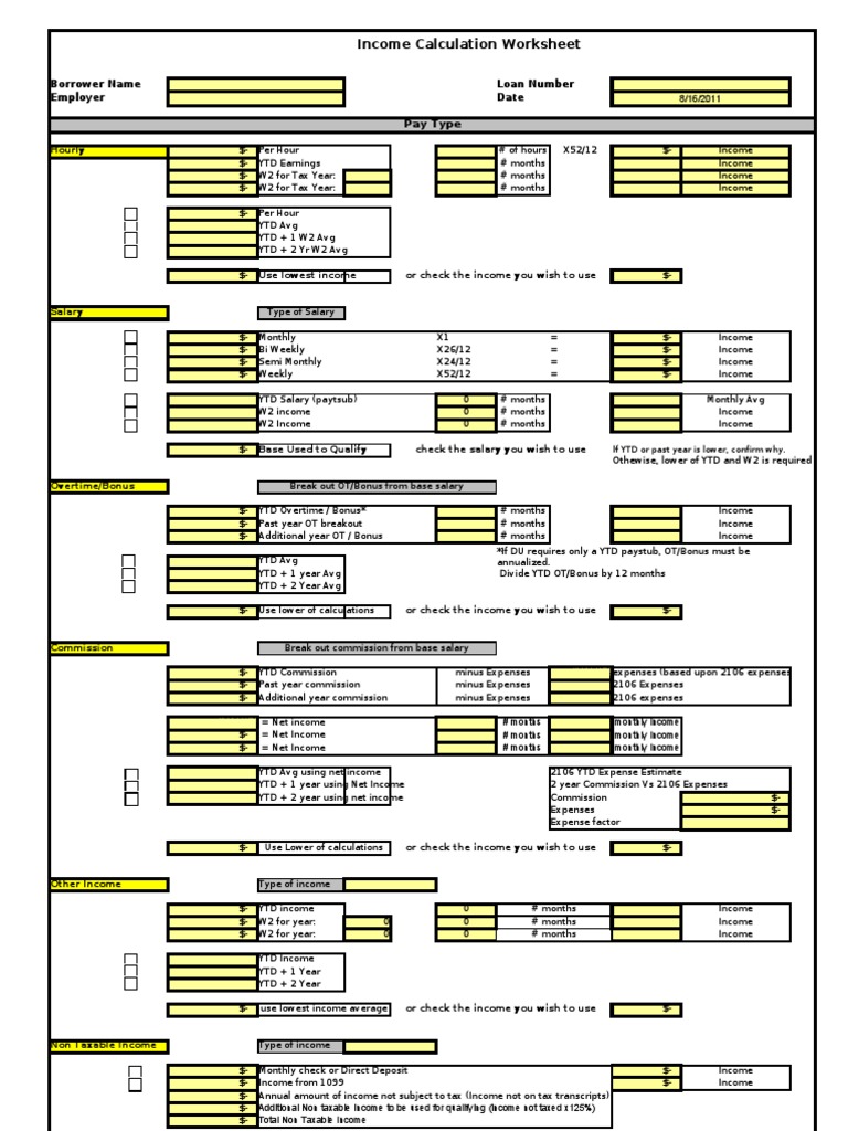 Hud Income Calculation Worksheet Pdf