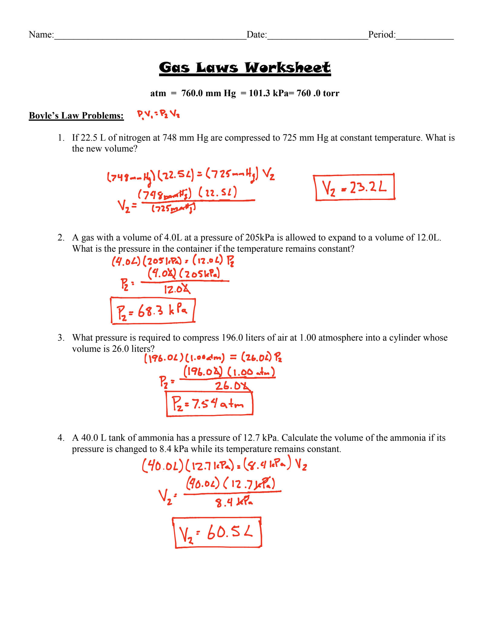 Master the Ideal Gas Law with this Essential Worksheet