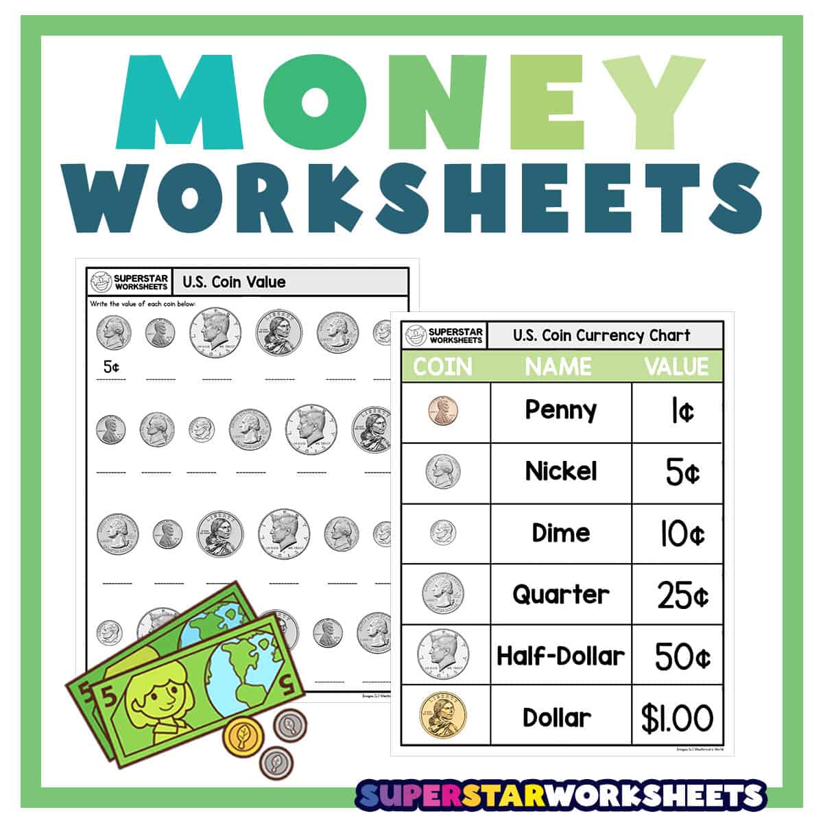 Identify Coins Worksheet for Kids