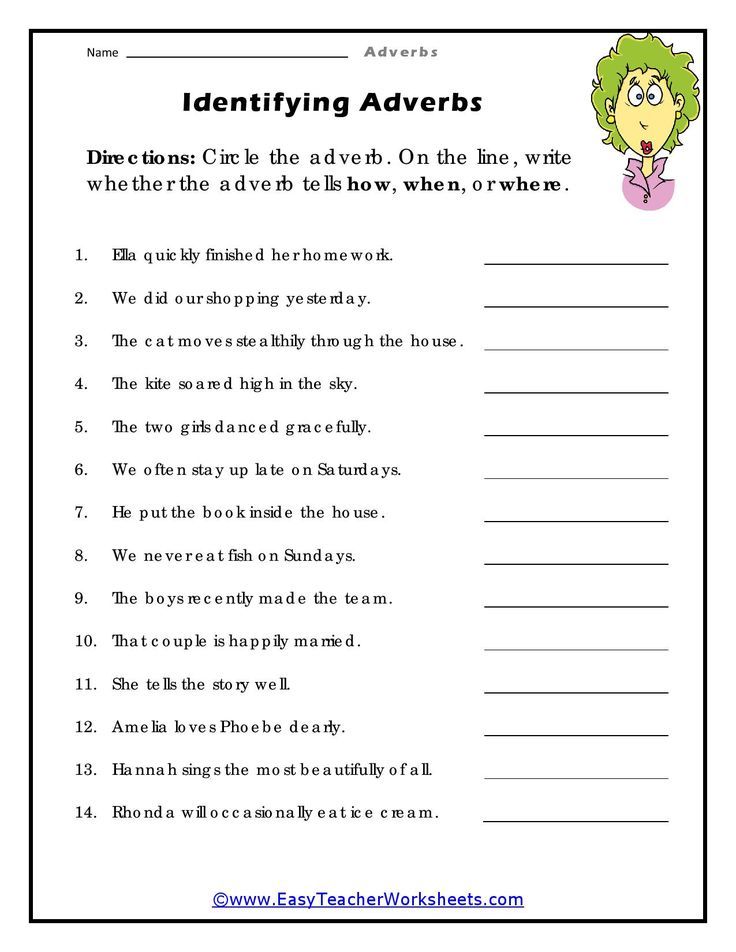 Identifying Adverbs Worksheet