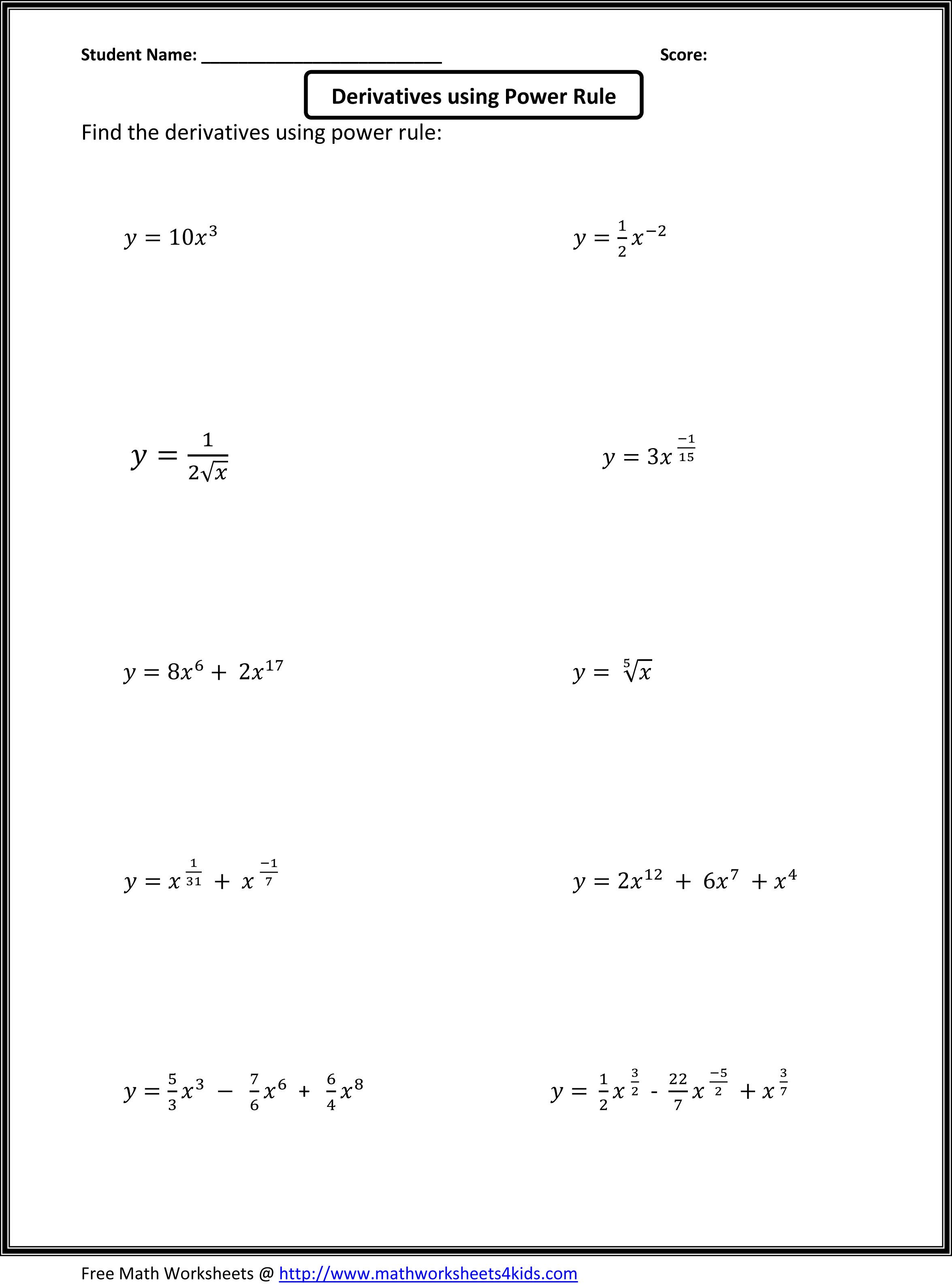 Implicit Differentiation Worksheet and Solutions