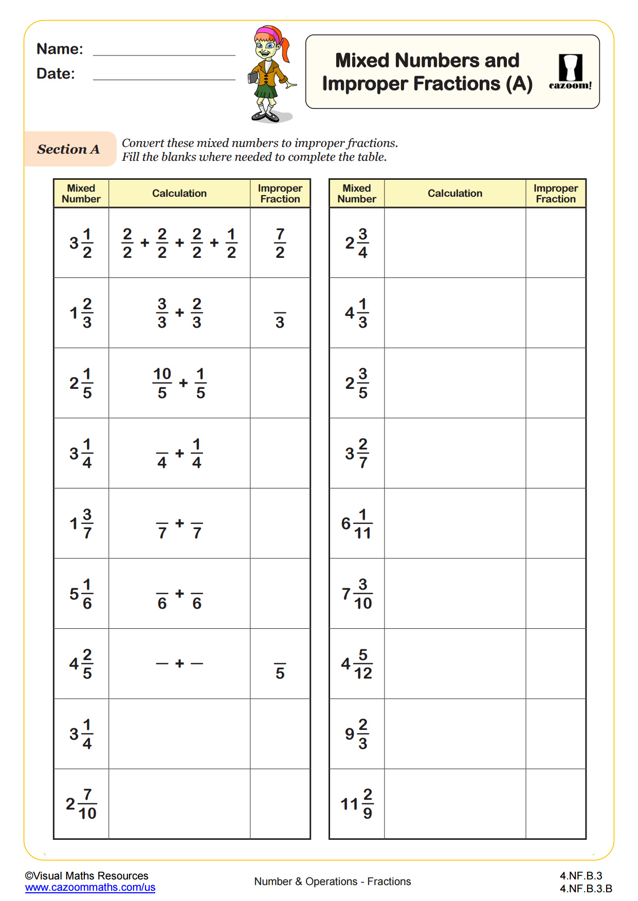 Improper Fraction Worksheets Worksheets Library