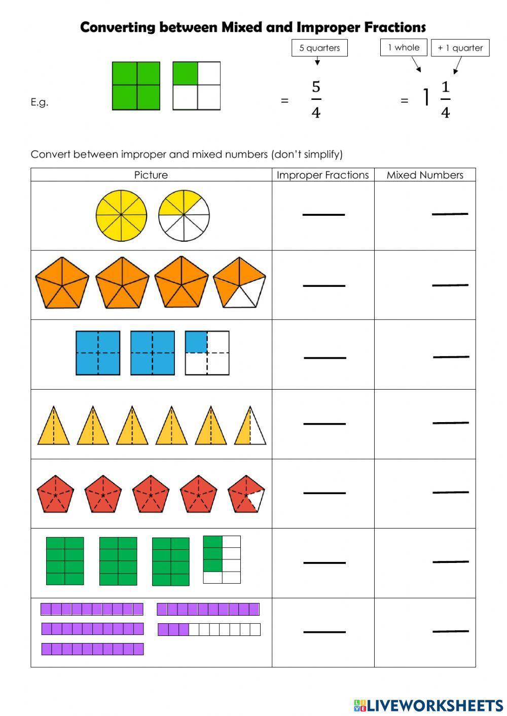 Mastering Improper Fractions with Number Line Worksheets