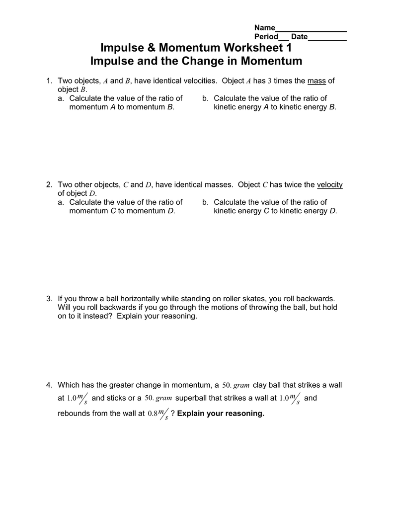 Impulse Worksheet Answer Key for Physics Students