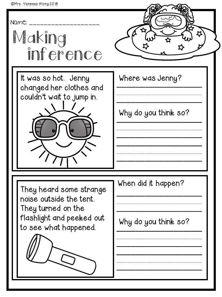 Inference Worksheets for 5th Grade English Learners