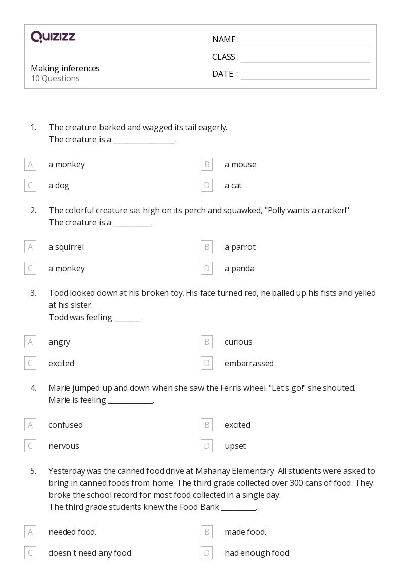 3rd Grade Inferencing Worksheets Made Easy