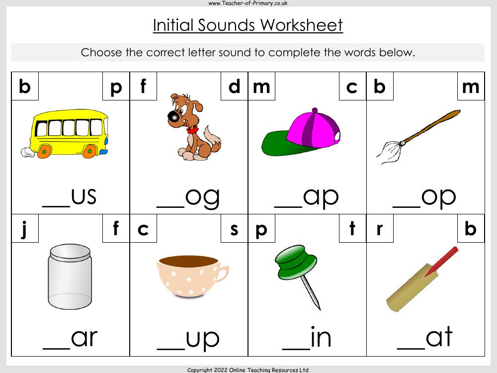 Initial Sounds Worksheet for Preschool and Kindergarten Fun