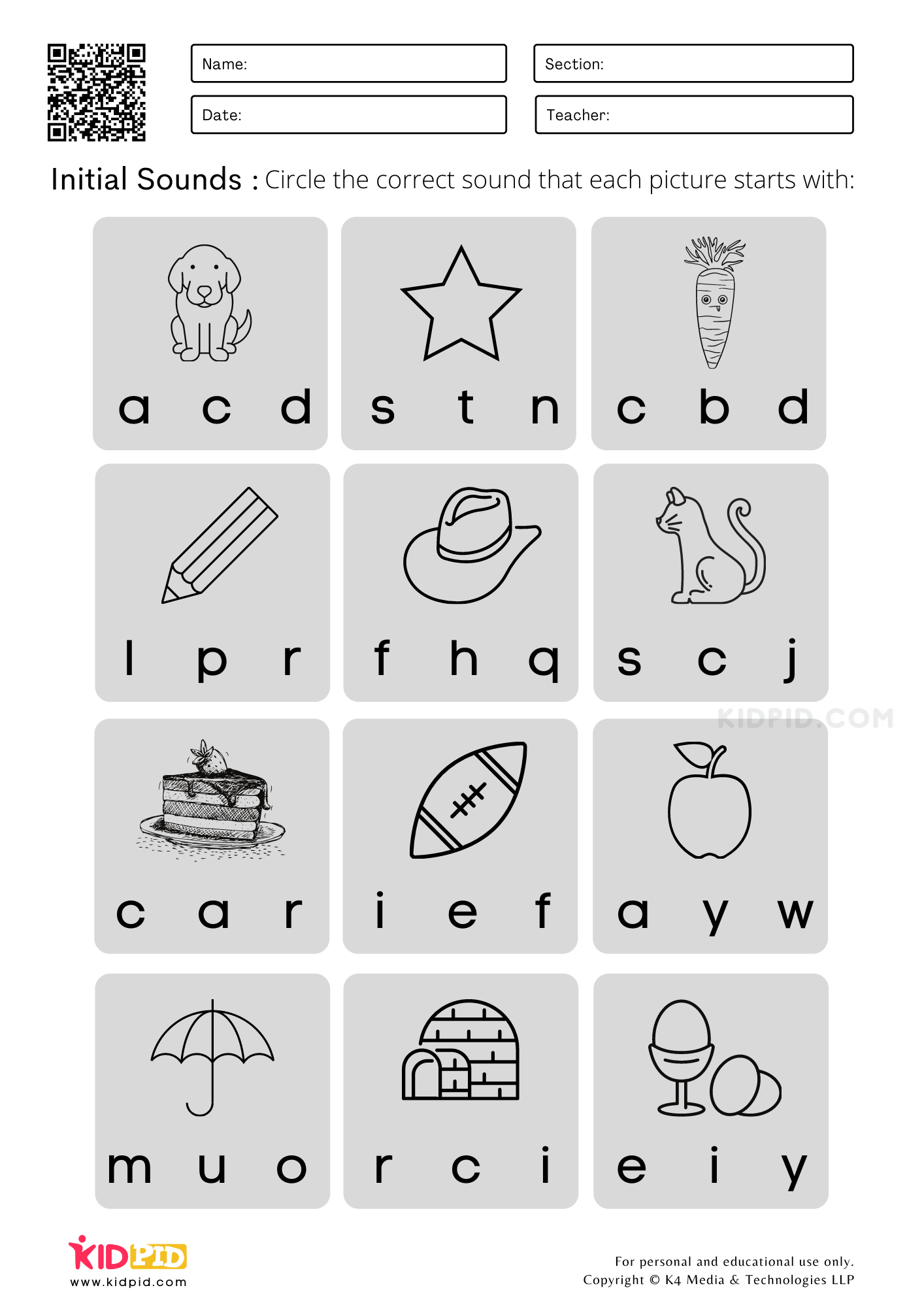 Initial Sounds Worksheets for Kindergarten and Preschool Fun