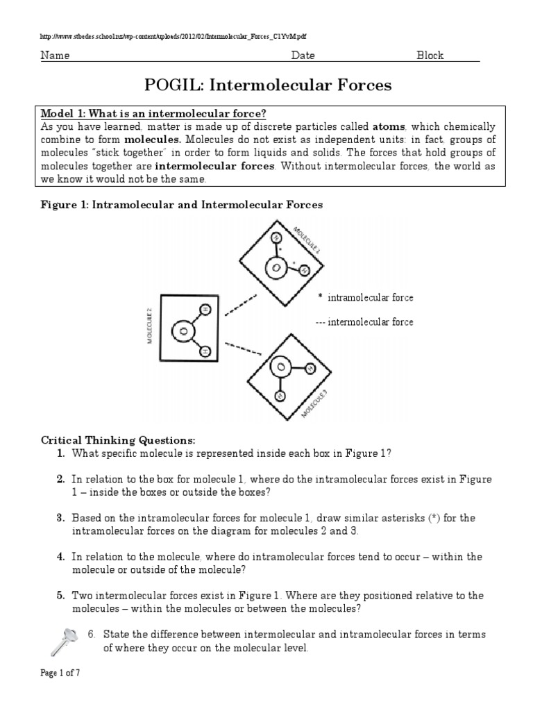 5 Ways to Master Intermolecular Forces Worksheet Answers