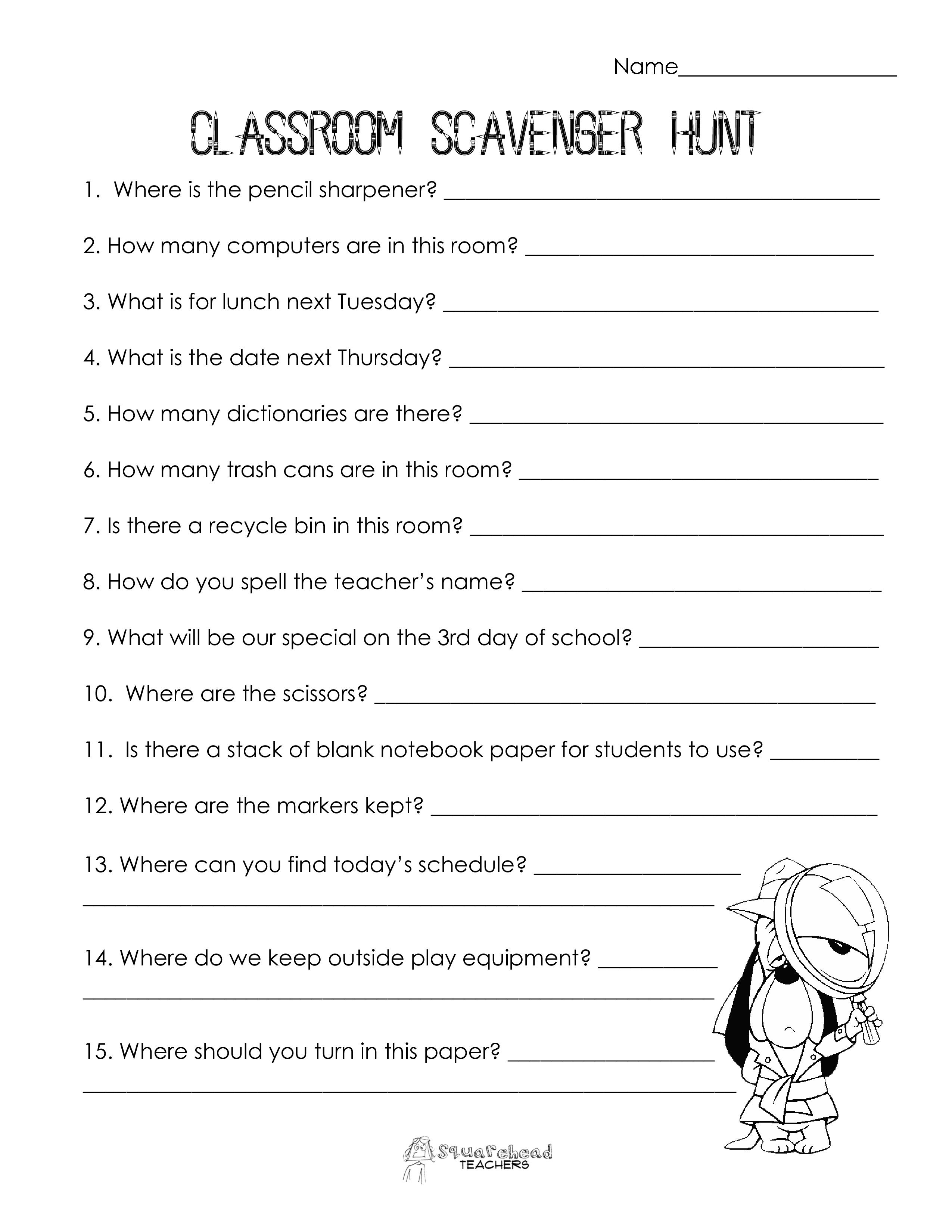 Internet Scavenger Hunt Worksheet Fun for Kids