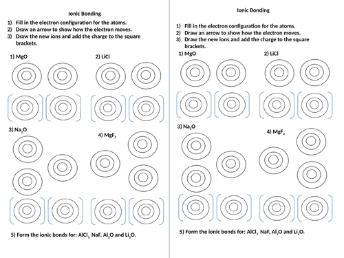 Ionic Bonding Practice Worksheet Answers for Chemistry Students