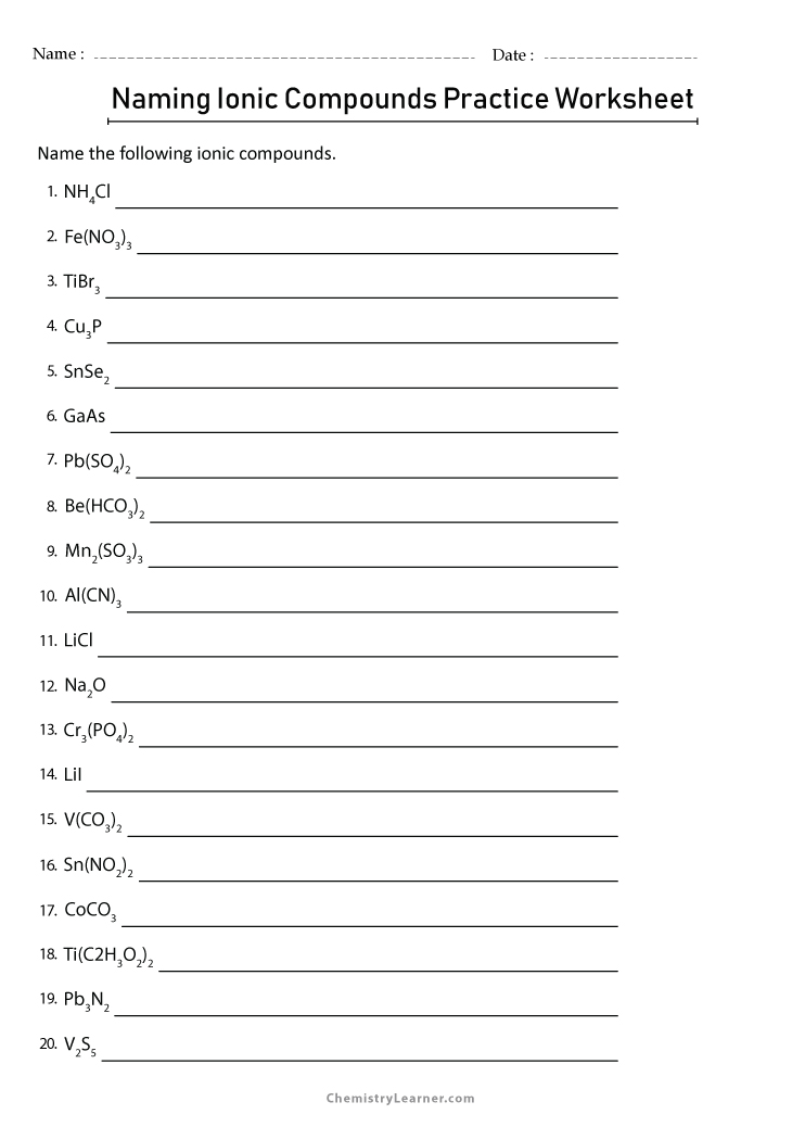 6 Ways to Master Ionic Practice Worksheet Answers