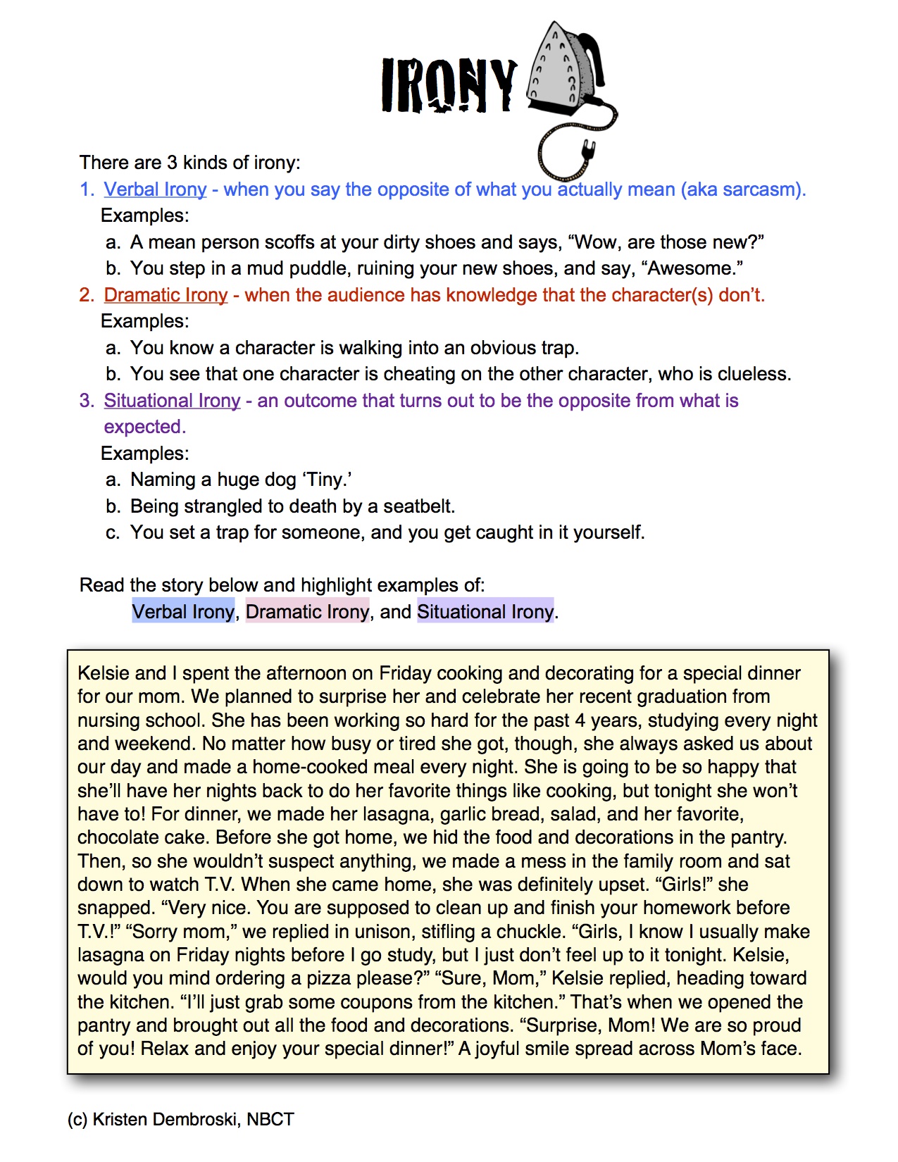 Irony Worksheet Grade 5