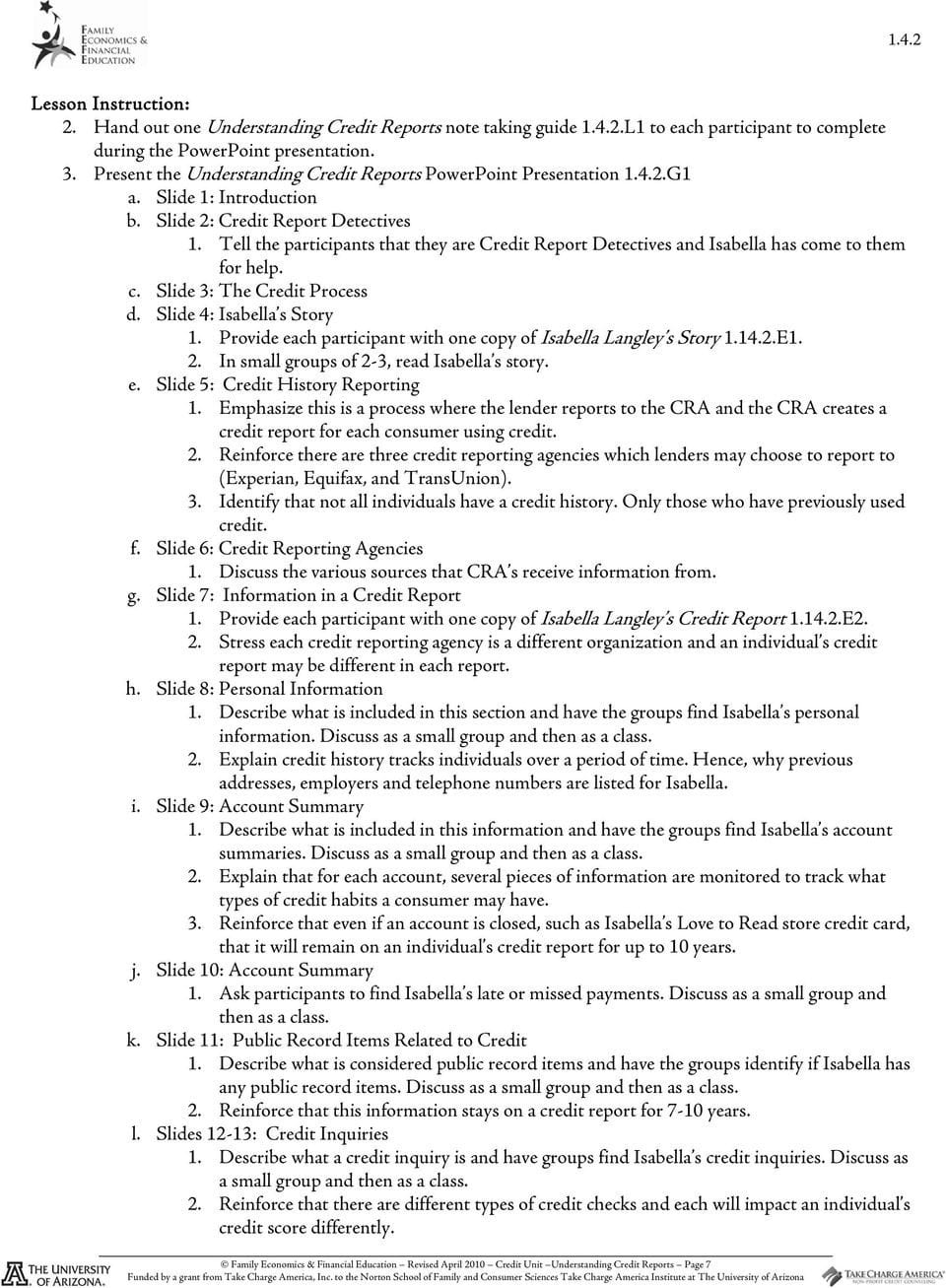 Isabella's Combined Credit Report Worksheet Answers