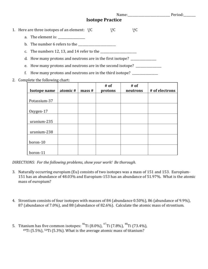 Isotope Ions And Atoms Worksheet Answers