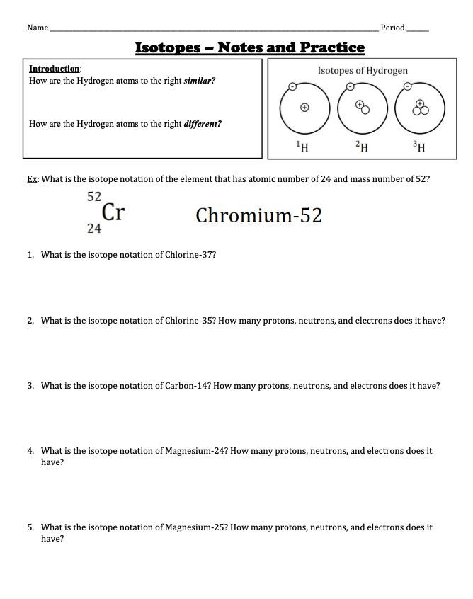 Isotopes Practice Worksheet for Chemistry Mastery