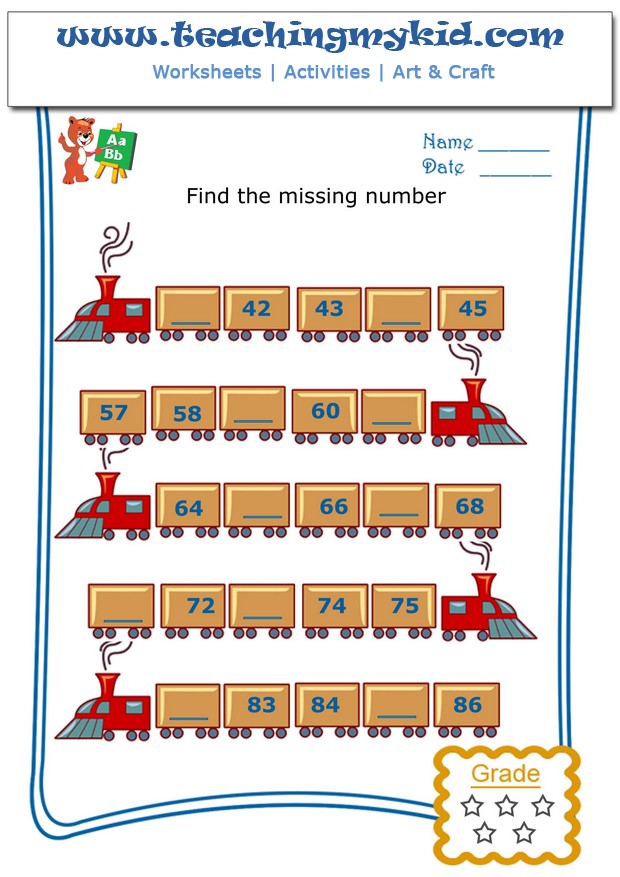 Kids Math Worksheets Write The Missing Number 3 5 Teaching My