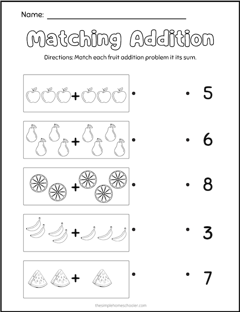 Kids Under 7 Addition Worksheets