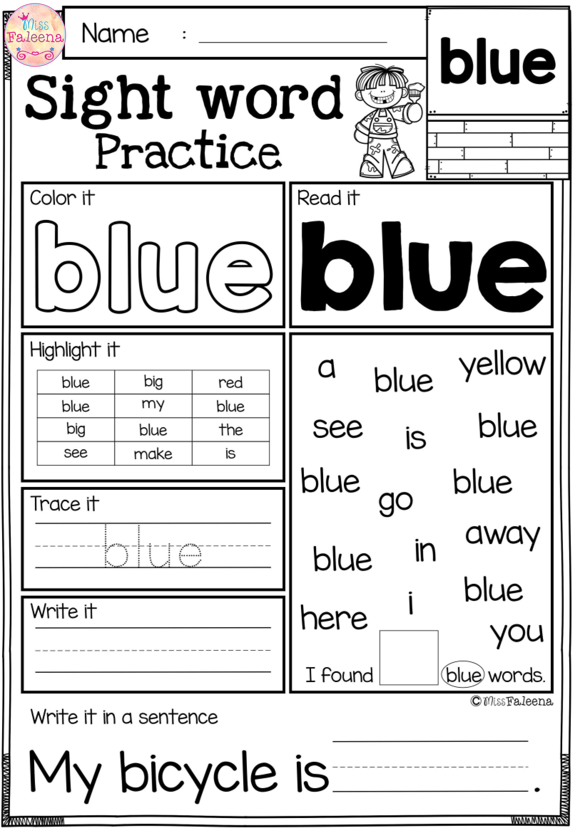 Free Kindergarten Sight Words Worksheet for Early Learners