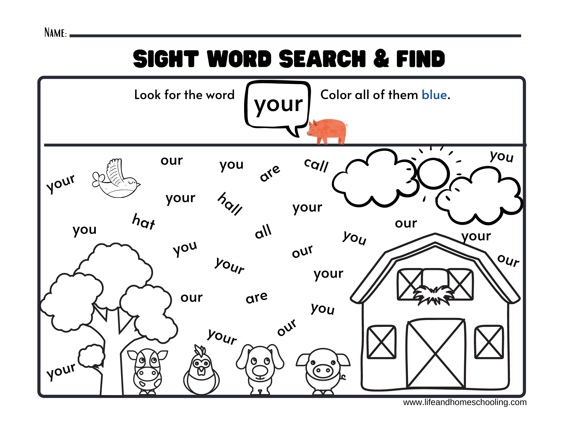 Kindergarten Sight Words Worksheets