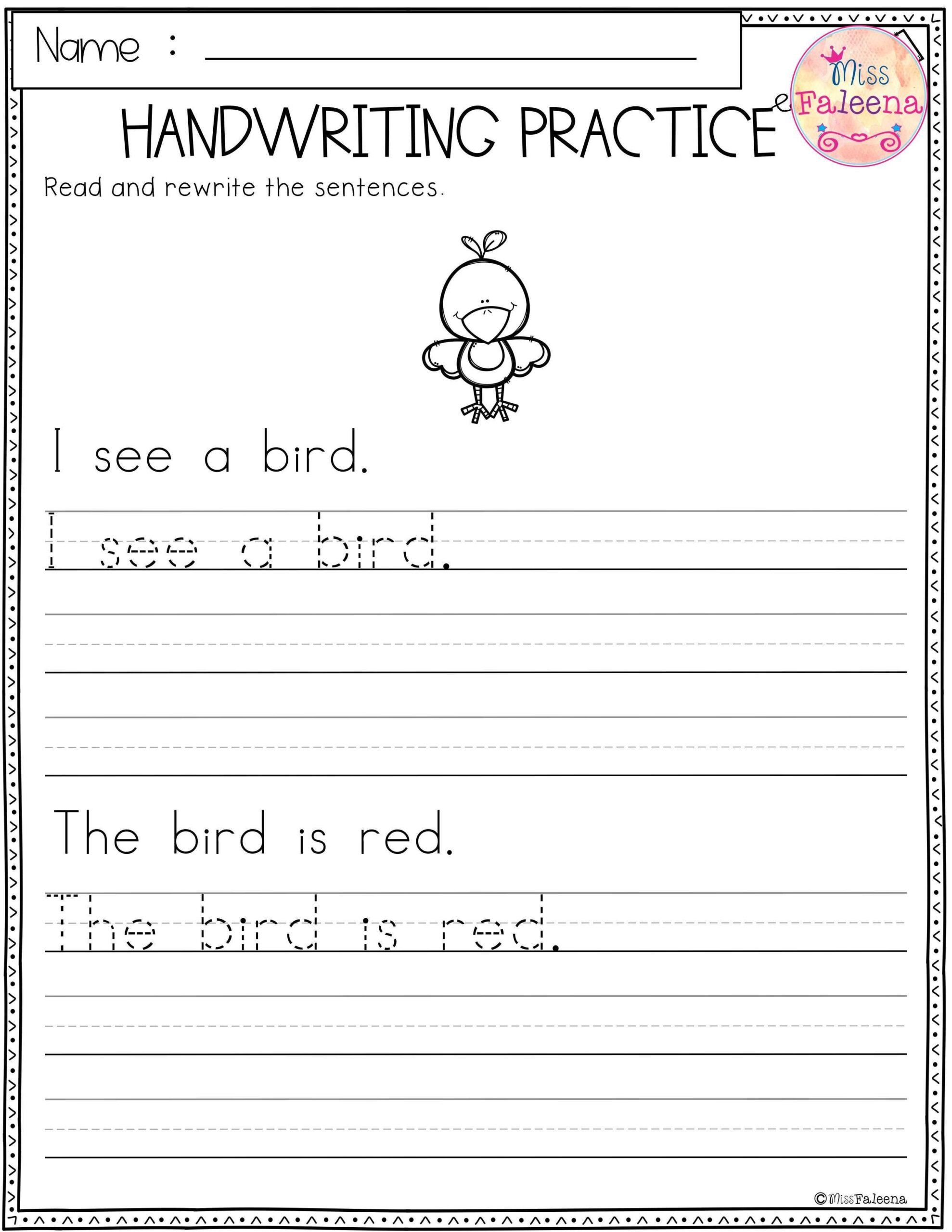 Kindergarten Writing Sentences Worksheets Printable Kindergarten