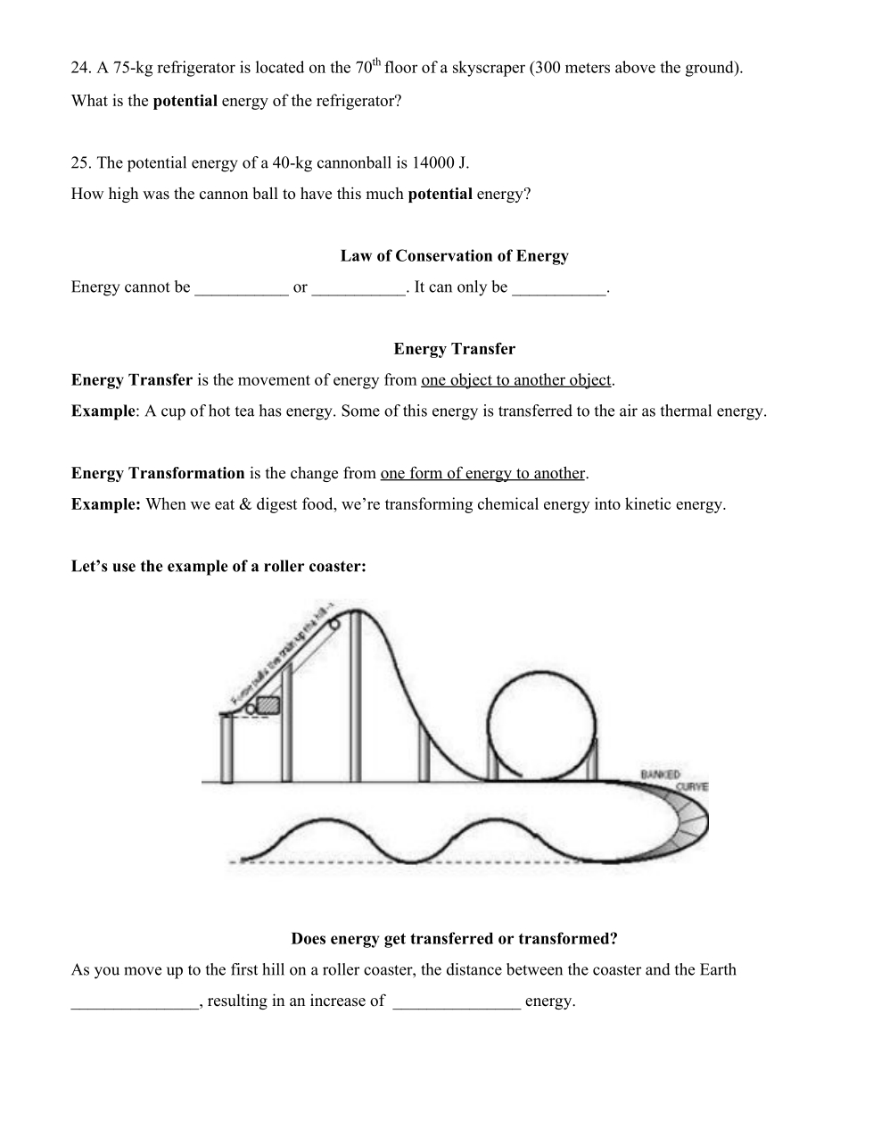 Kinetic And Potential Energy Worksheets Hands On Labs And Lessons Bundle