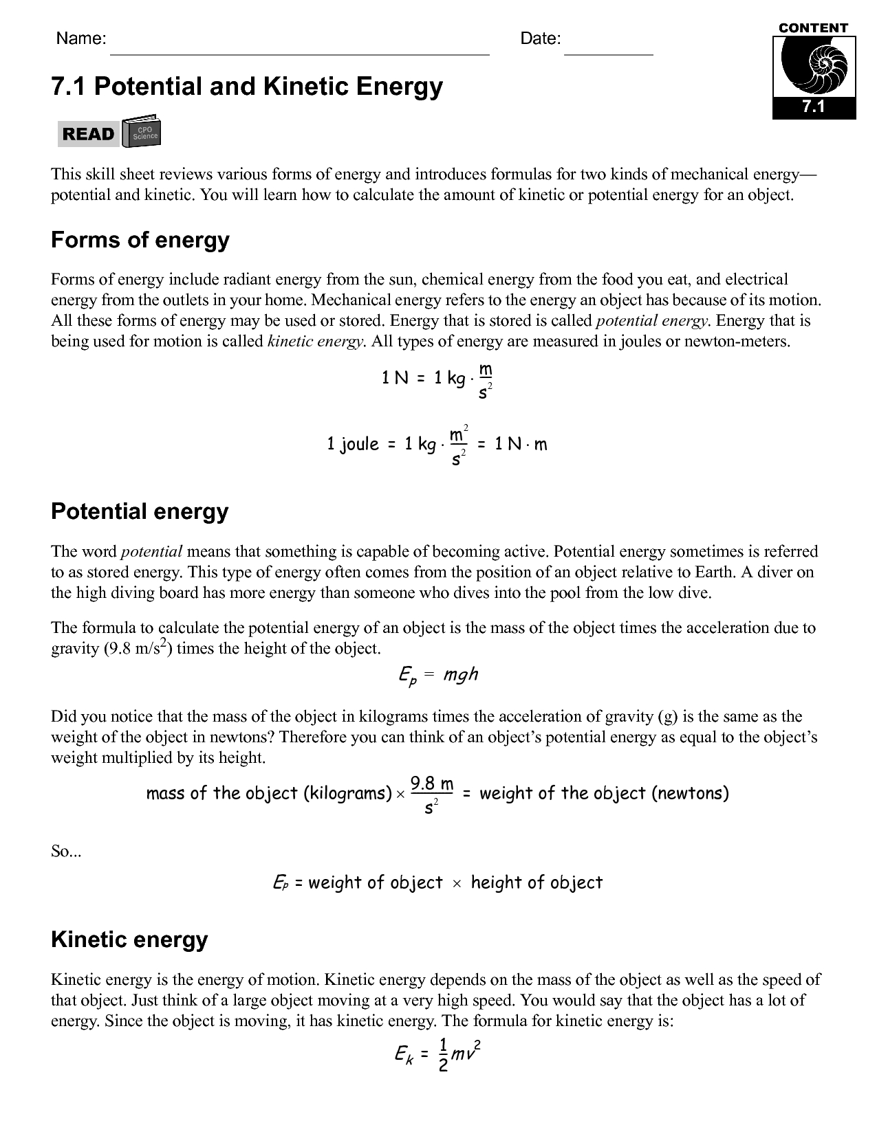 5 Ways to Master Kinetic Energy Worksheets