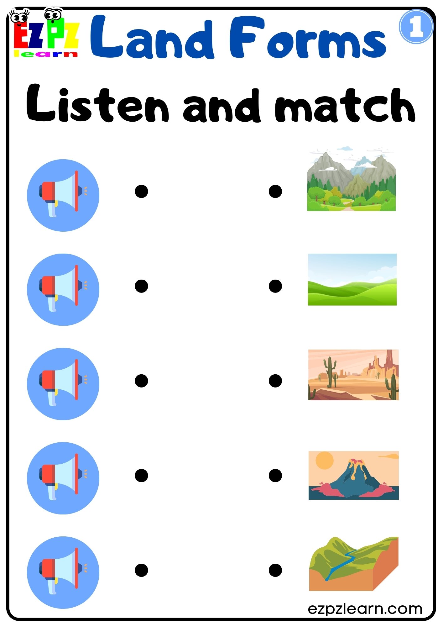 Landform Matching Worksheets