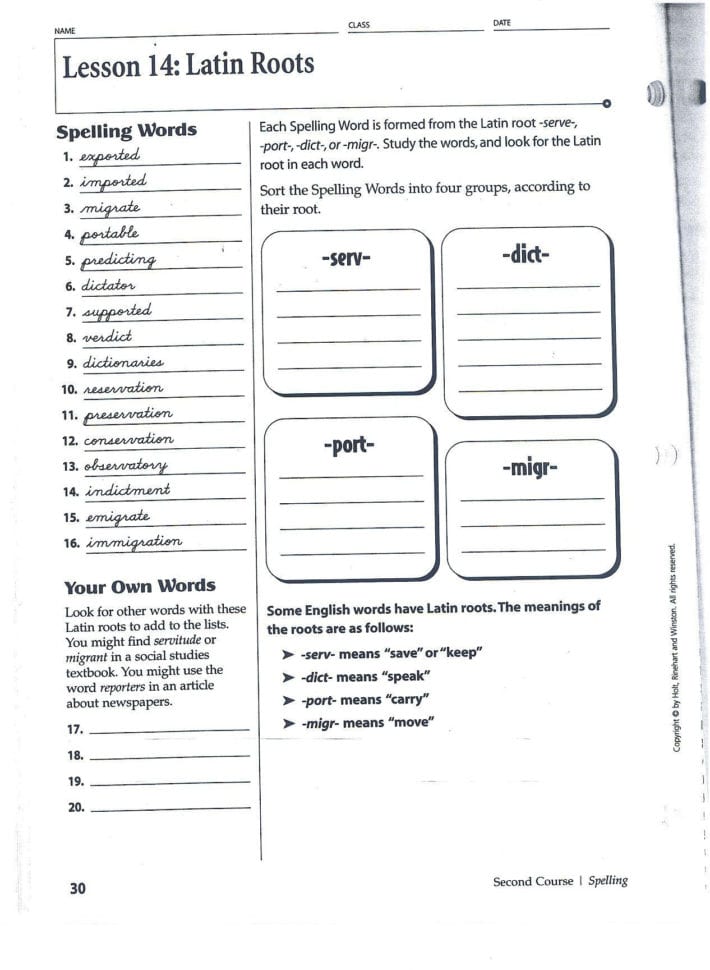 Latin Greek Root Words Worksheet