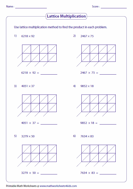 Lattice Multiplication Worksheets And Grids