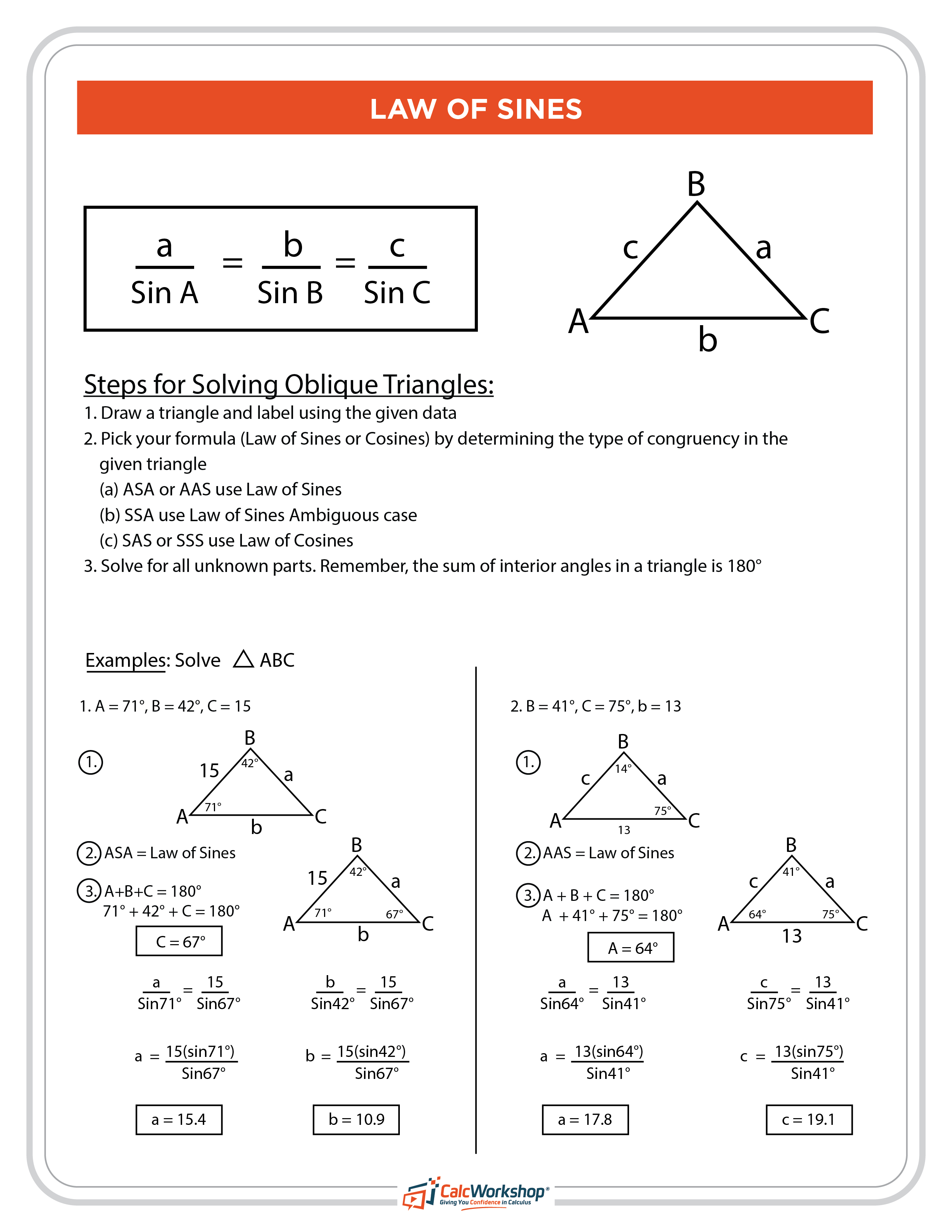 Mastering Trigonometry: Law of Sines Practice Worksheet