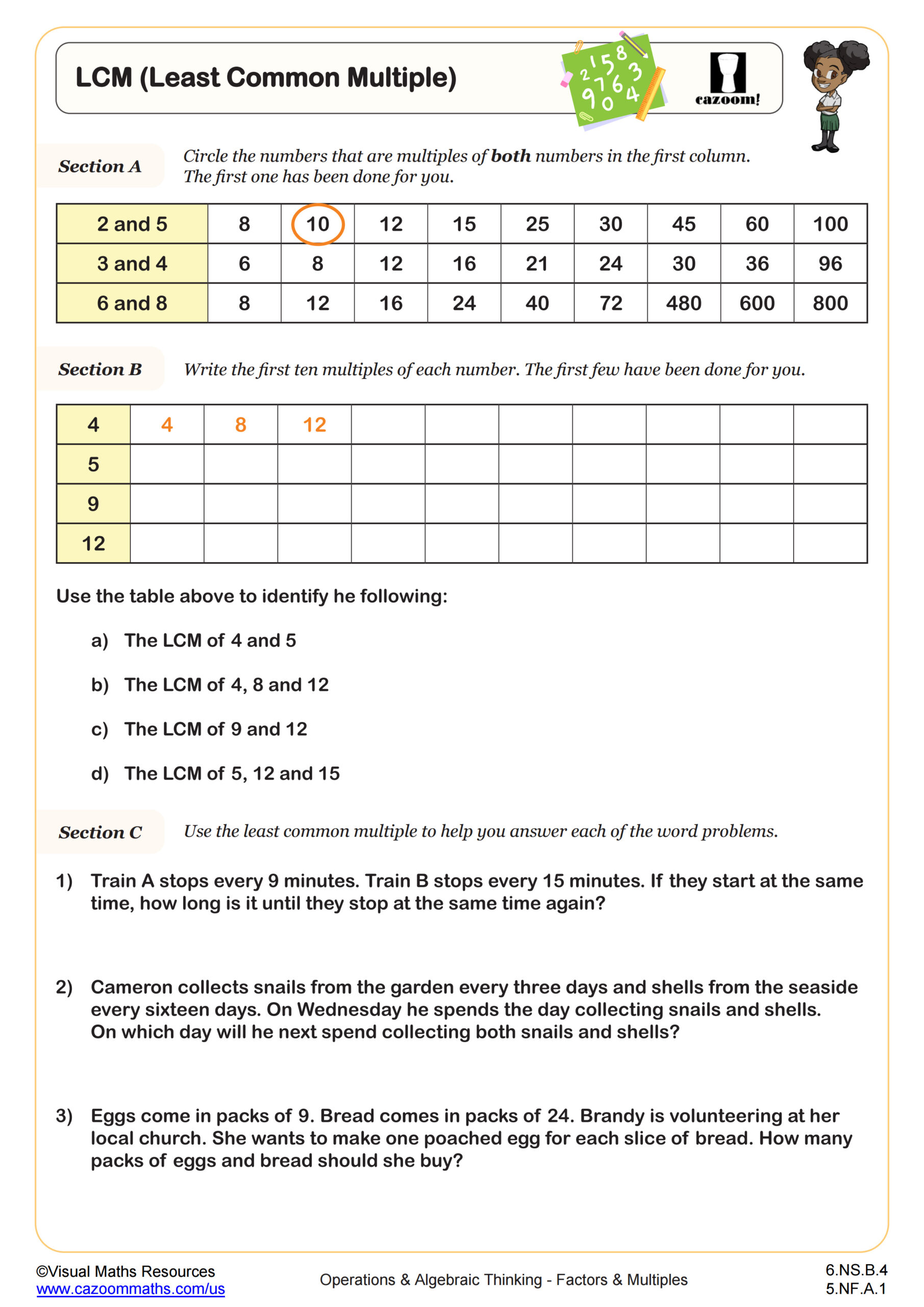 Lcm Worksheet Pdf