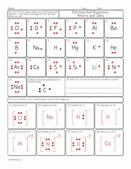 Lewis Dot Diagram Worksheet and Answers