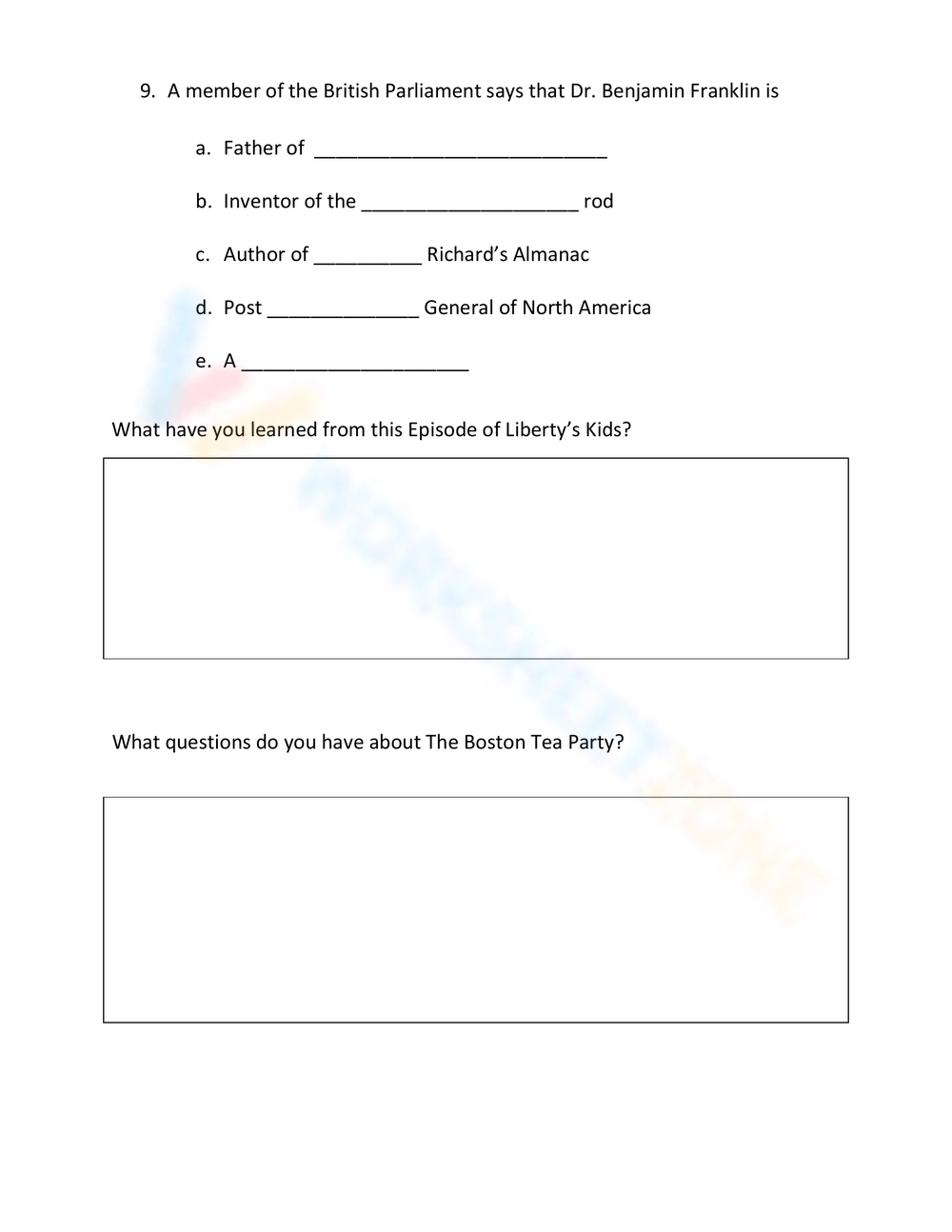 7 Liberty Kids Worksheets for Fun Learning